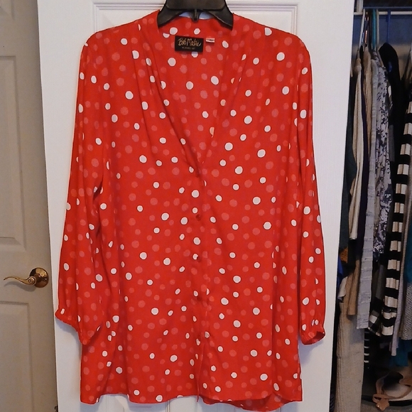 Bob Mackie Tops - Bob Mackie Red and White Polka Dot Blouse